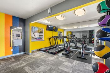 Smart workout mirror in the fitness center